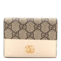 Gucci Dollar Calfskin GG Supreme Monogram GG Marmont Card Case Mystic White Beige Ebony