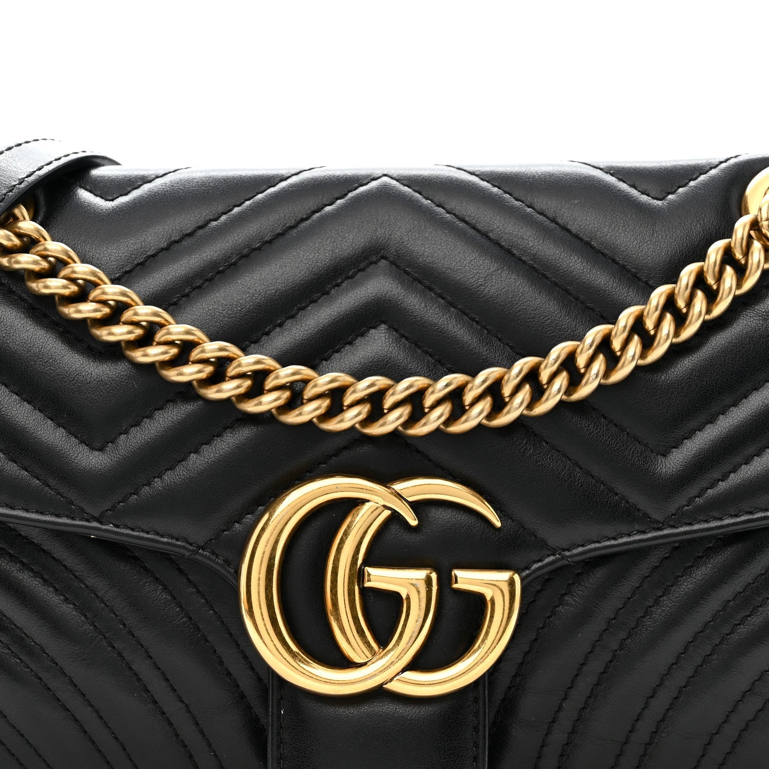 Gucci Calfskin Matelasse Small GG Marmont Shoulder Bag Black