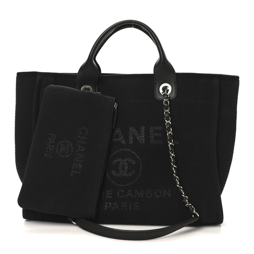 Chanel Mixed Fibers Small Deauville Tote Black