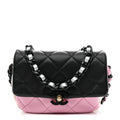 Chanel Lambskin Quilted Mini Lacquered Chain Flap Black Pink Beige Silver