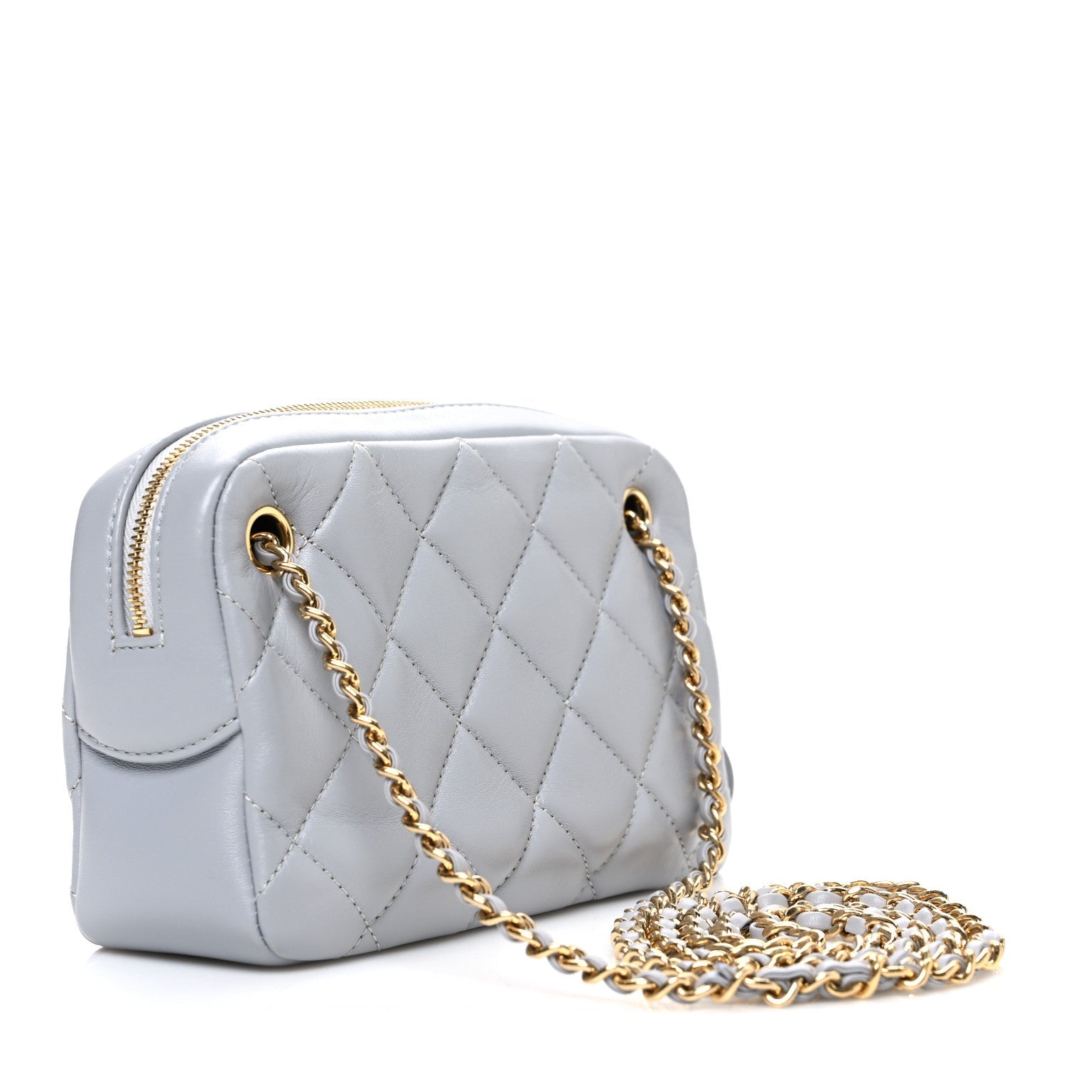 Chanel Lambskin Quilted Mini Camera Case  Grey