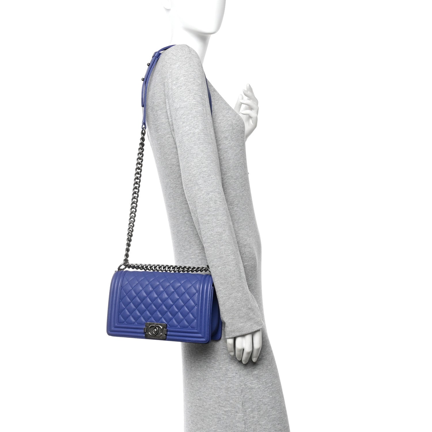 Chanel Calfskin Quilted Medium Boy Flap Blue