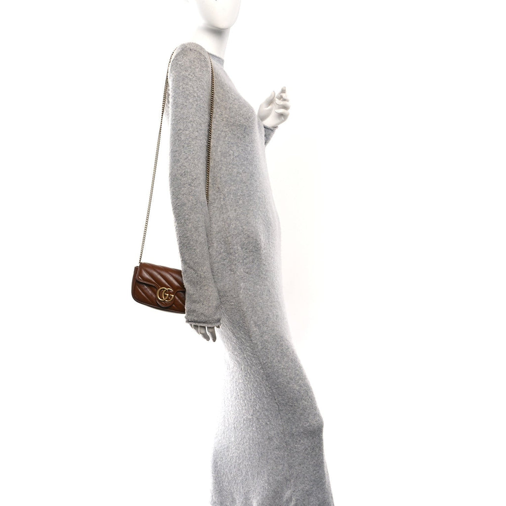 Gucci Azalea Calfskin Matelasse Diagonal Super Mini GG Marmont Shoulder Bag Cuir