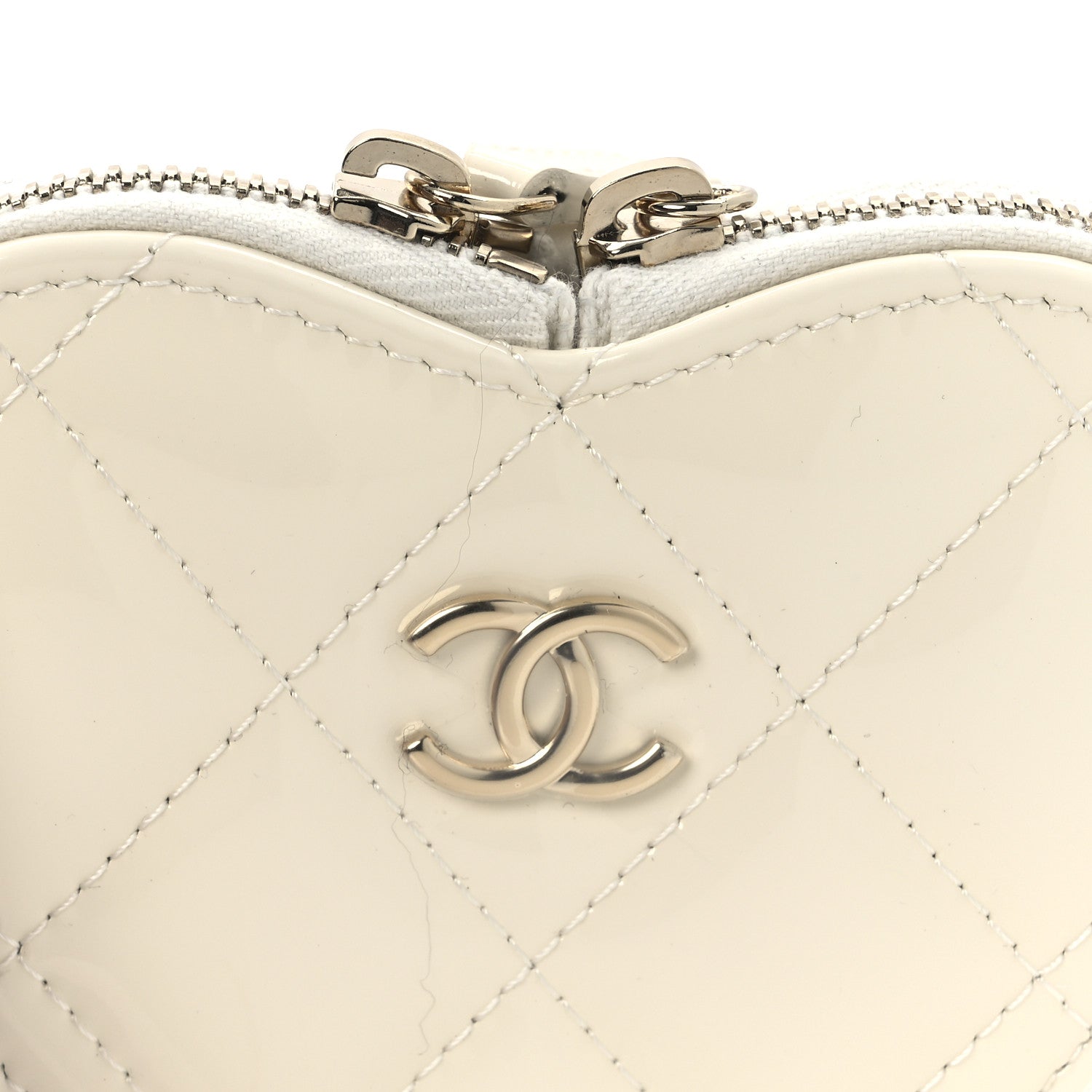 Chanel Patent Calfskin Resin Quilted CC Heart Clutch With Chain Black