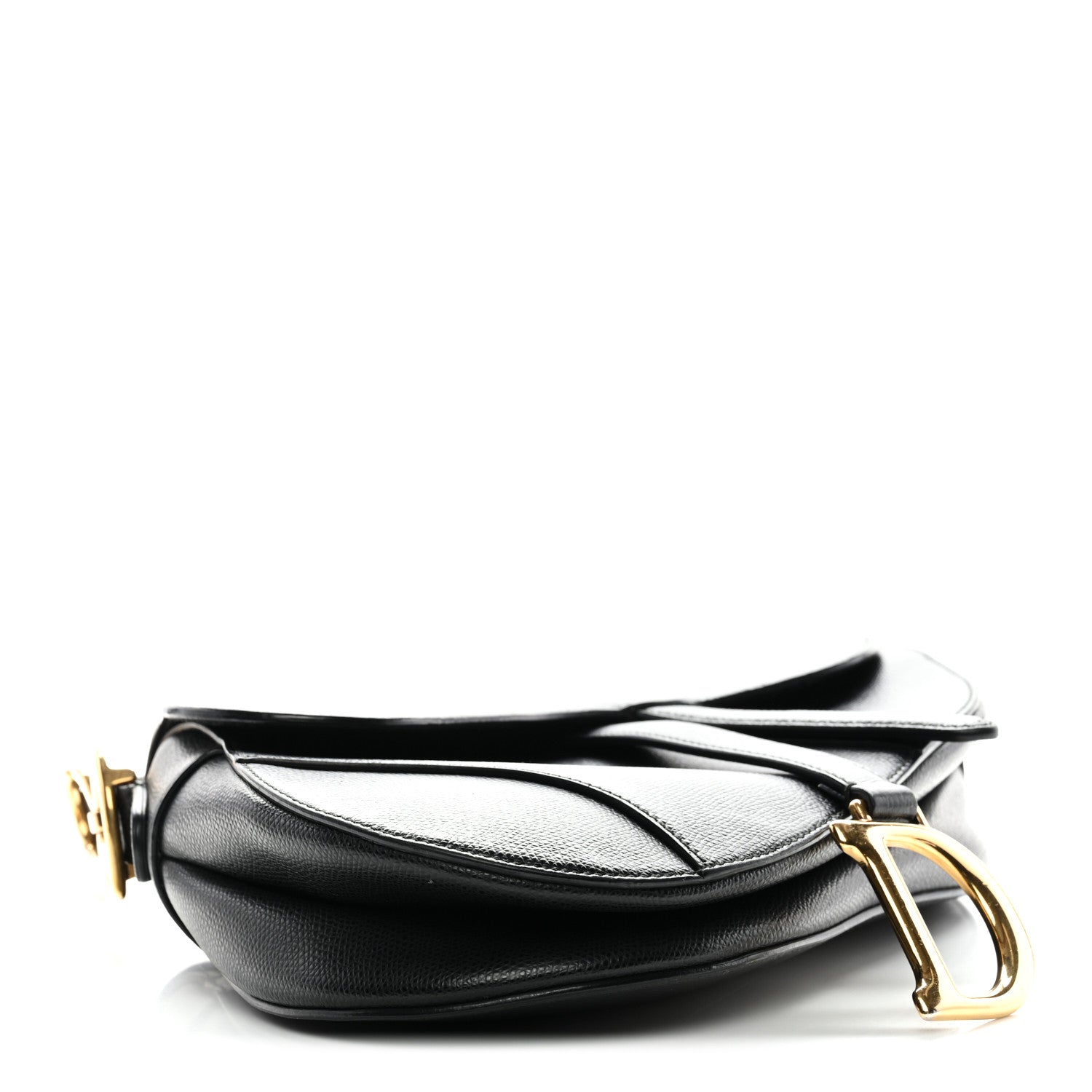 Christian Dior Grained Calfskin Saddle Bag Black
