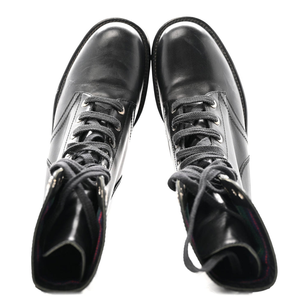 Calfskin Lace Up Combat Boots  39.5 Black
