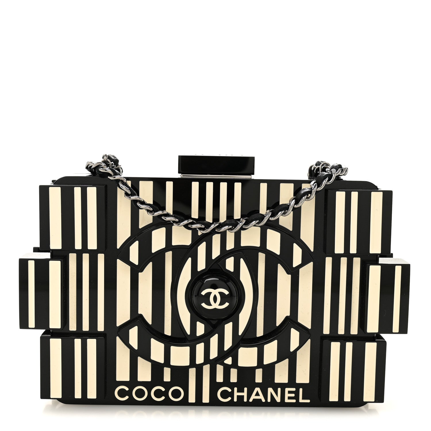 Chanel Plexiglass Barcode Boy Brick Lego Clutch Black