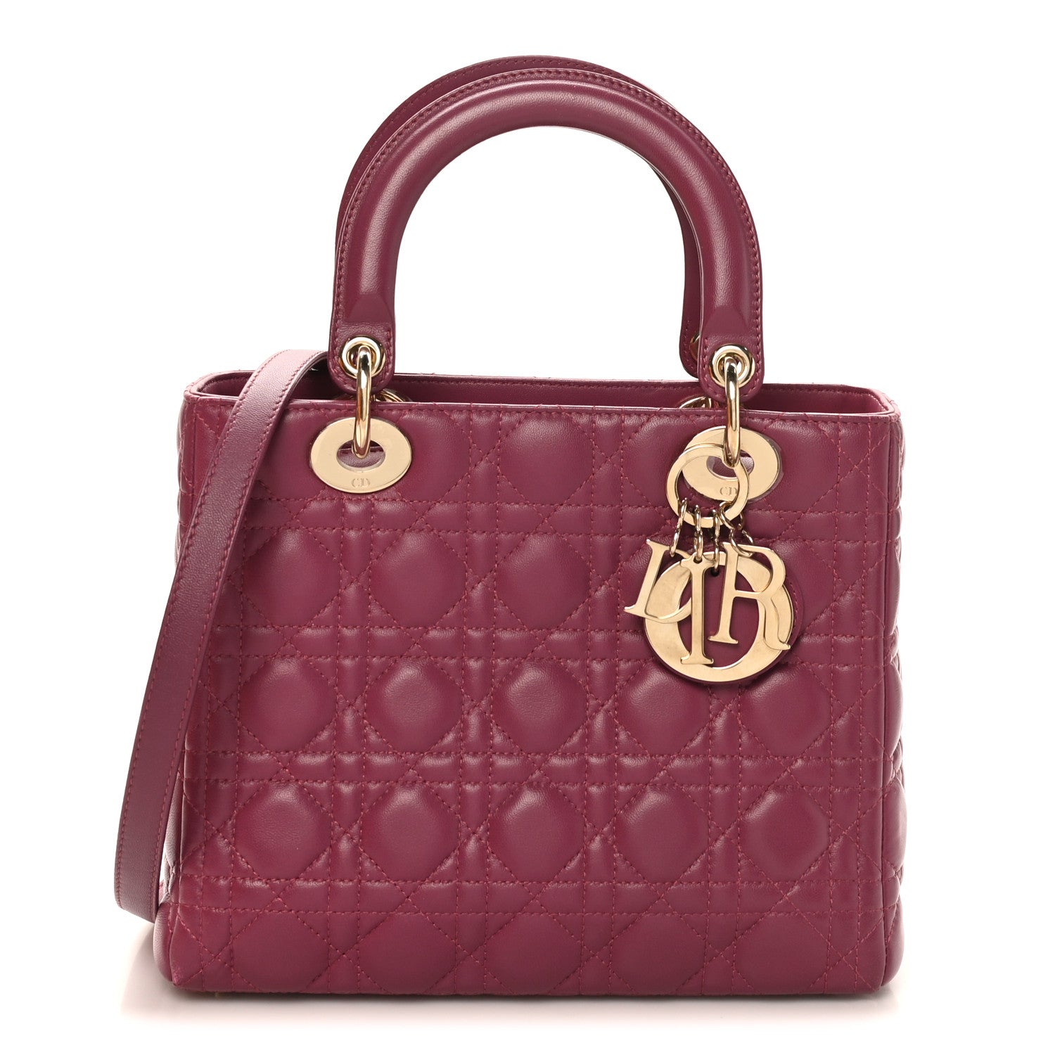 Christian Dior Lambskin Cannage Medium Lady Dior Purple