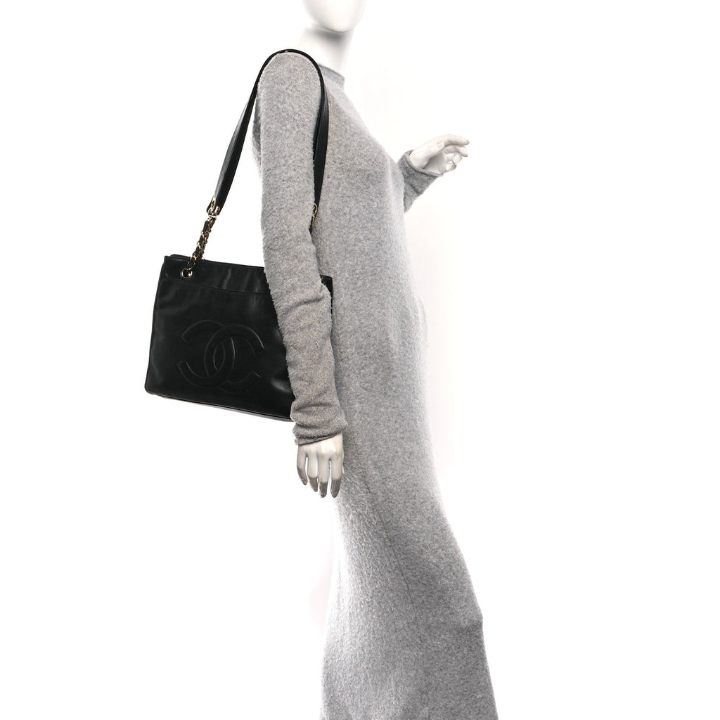 Chanel Lambskin CC Shoulder Bag Black