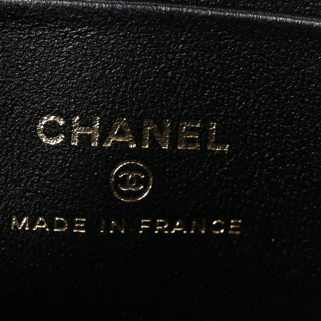 Chanel Lambskin Quilted Small Top Handle Vanity Case With Chain Black