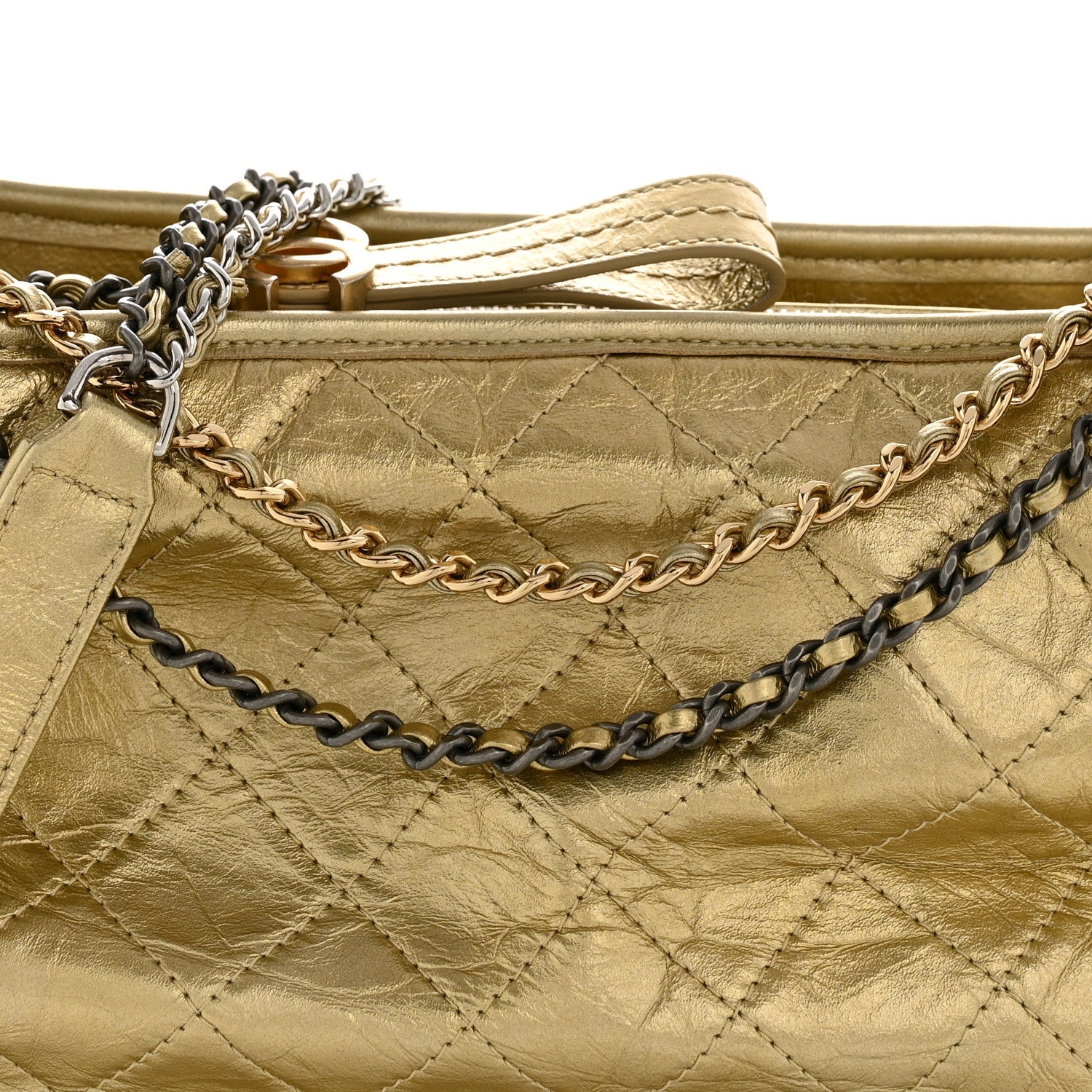 Chanel Metallic Aged Calfskin Quilted Medium Gabrielle Gold