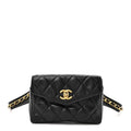 Lambskin Quilted Flap Waist Belt Bag 75 30 Black