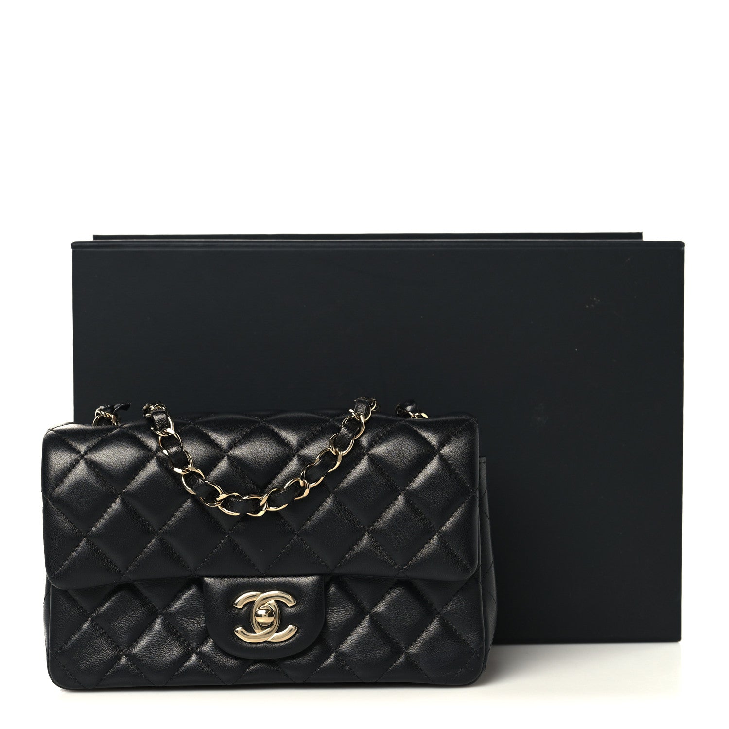 Chanel Lambskin Quilted Mini Rectangular Flap Black