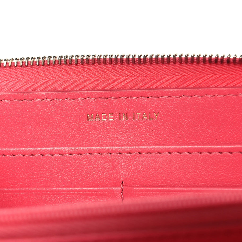 Caviar Quilted Large Gusset Zip Around Wallet Rose