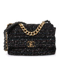 Chanel Tweed Sequin Quilted Medium Chanel 19 Flap Black Multicolor