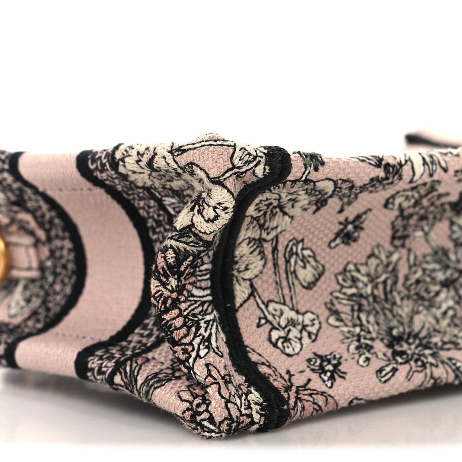 Christian Dior Canvas Embroidered Mini Book Tote With Strap Pink Multicolor