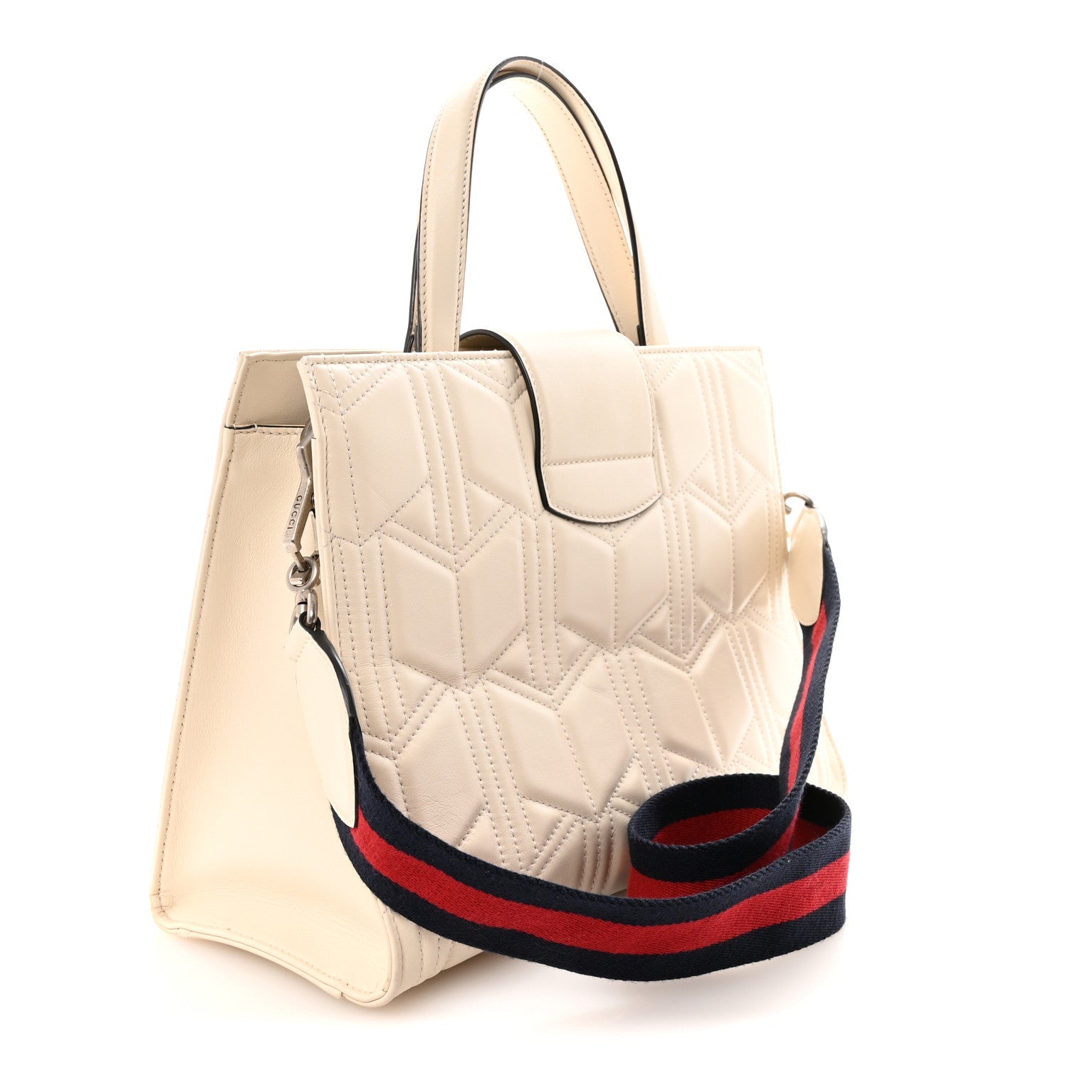 Gucci Cafskin Web Quilted Large Dionysus Tote Bag White