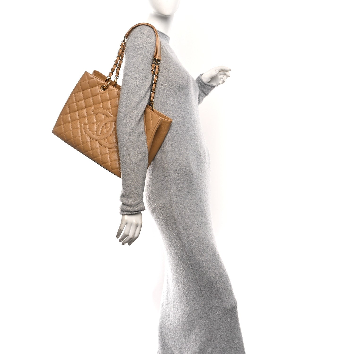 Chanel Caviar Quilted Grand Shopping Tote GST Beige