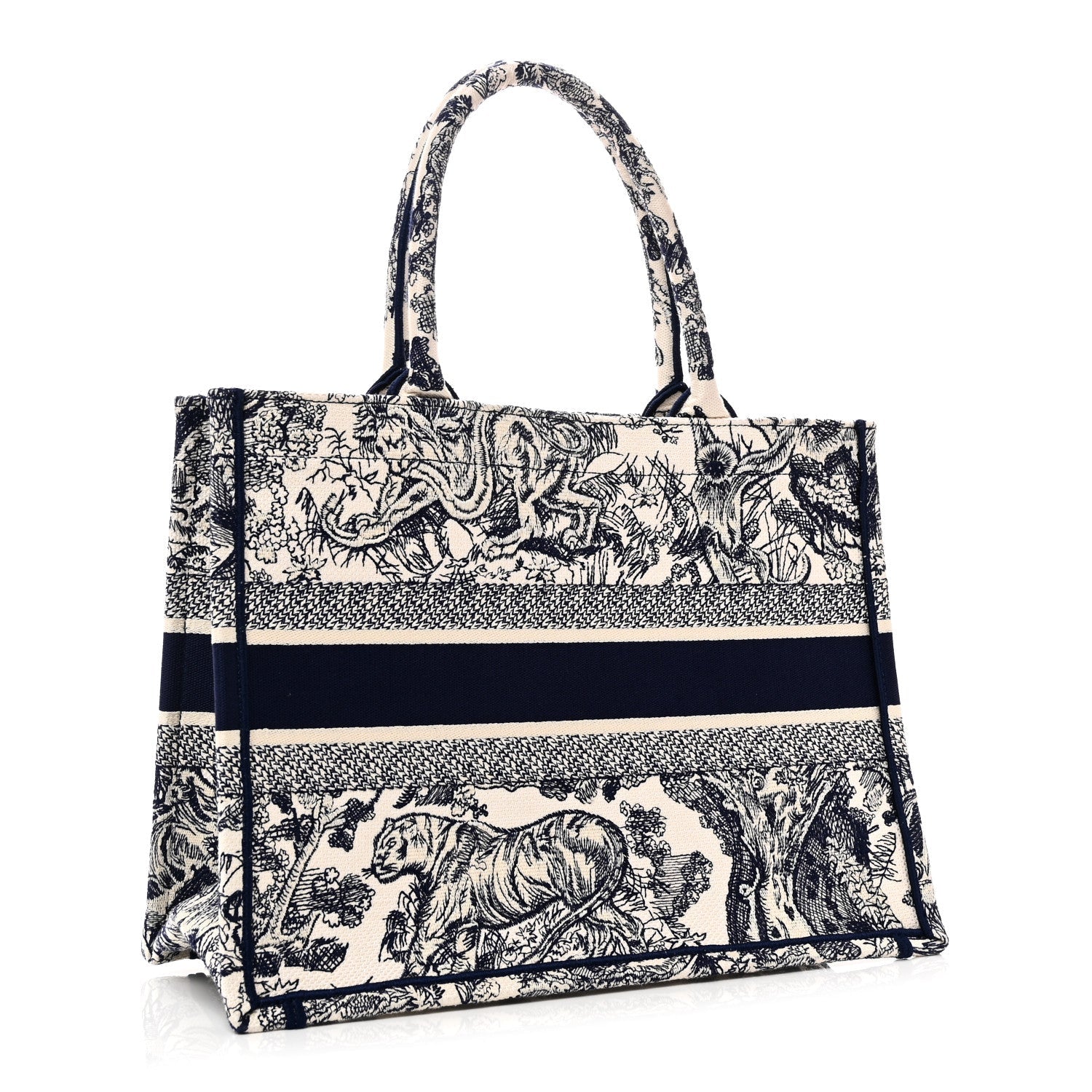 Christian Dior Canvas Embroidered Medium Dioriviera Toile De Jouy Book Tote Blue