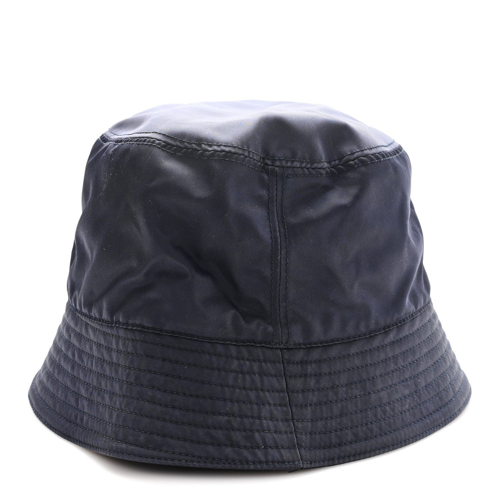 Prada Re-Nylon Metal Triangle Logo Womens Bucket Hat XL Black