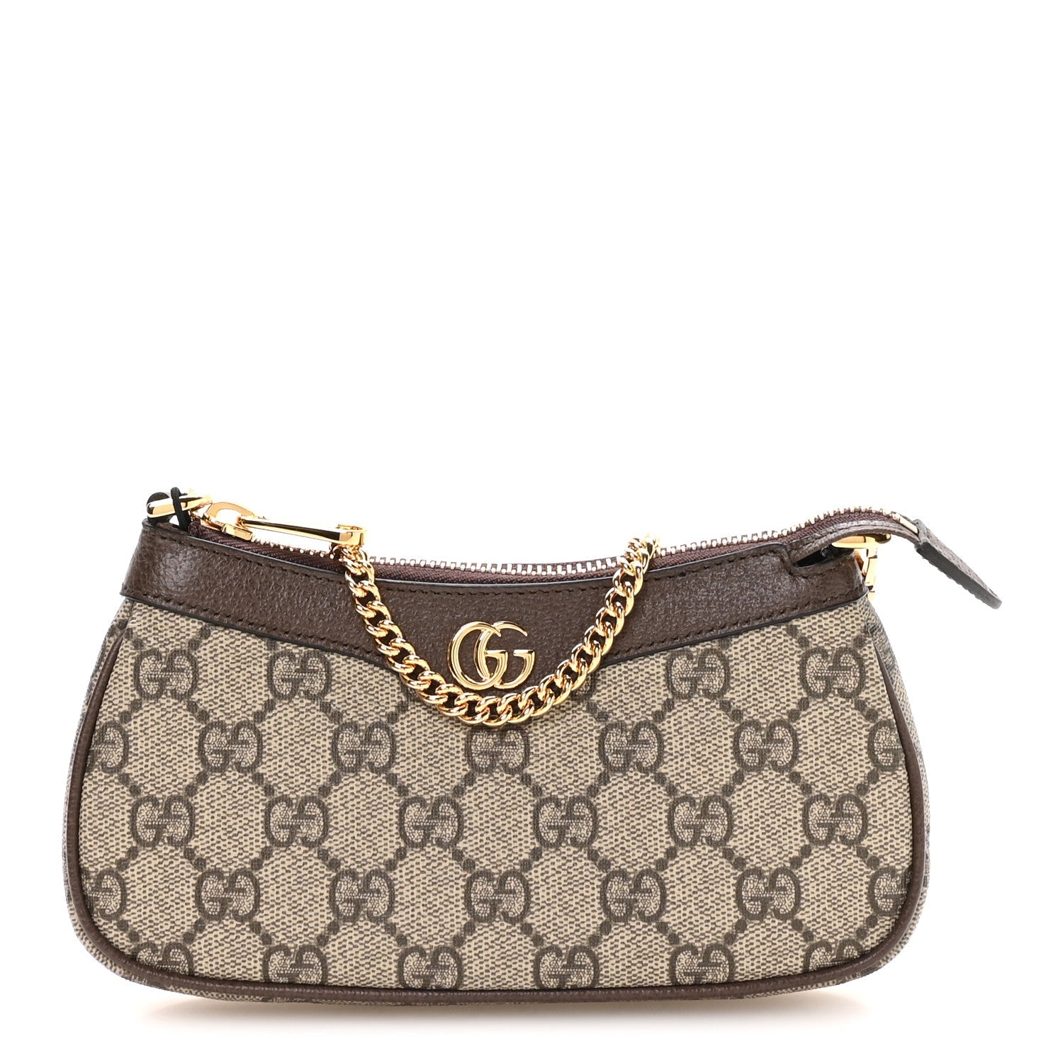 Gucci GG Supreme Monogram Textured Dollar Calfskin Mini Ophidia Chain Bag Beige Ebony