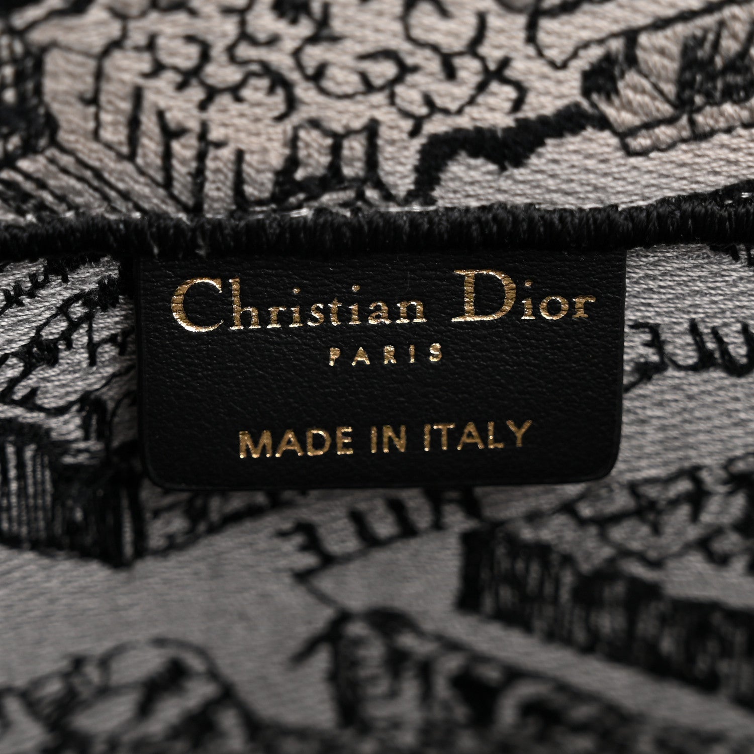 Christian Dior Canvas Embroidered Medium Plan De Paris Book Tote Grey Black