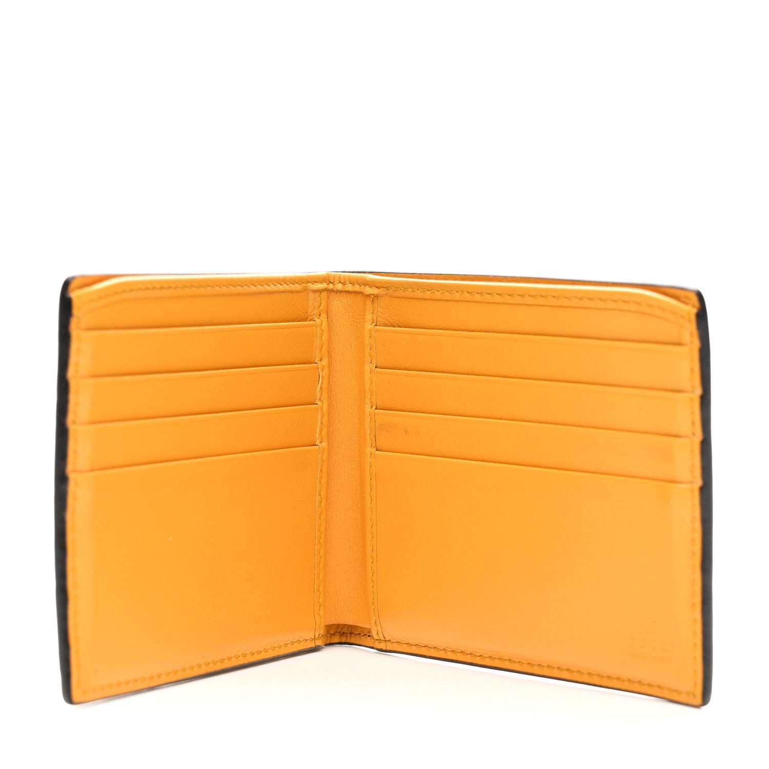 Gucci Calfskin GG Tennis Embossed Bi-Fold Wallet Yellow Tangerine