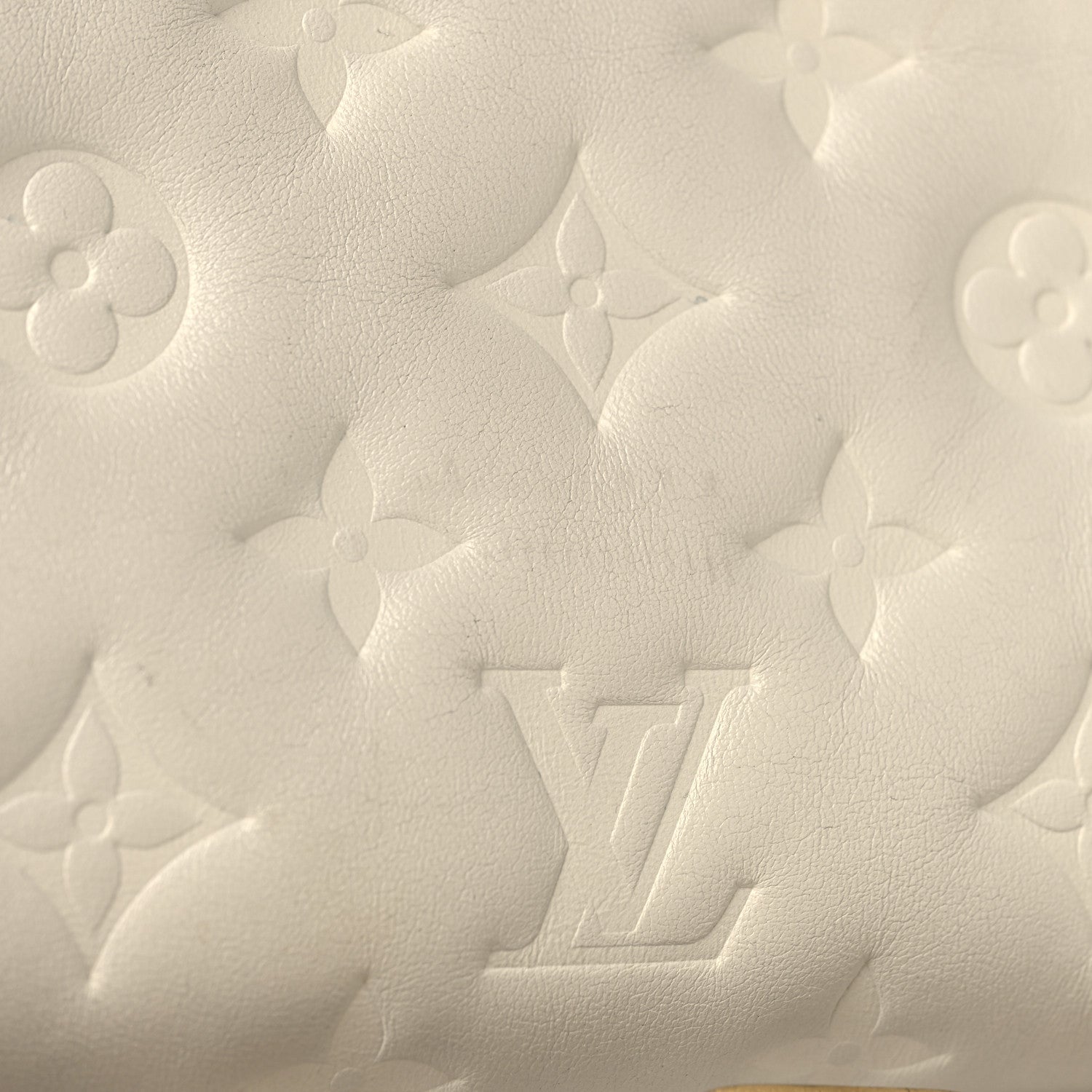 Louis Vuitton Lambskin Embossed Monogram Coussin PM Beige Cream