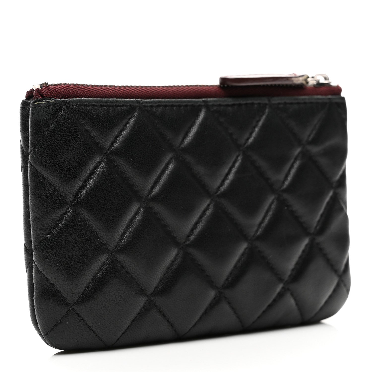 Lambskin Quilted Small Cosmetic Case Black