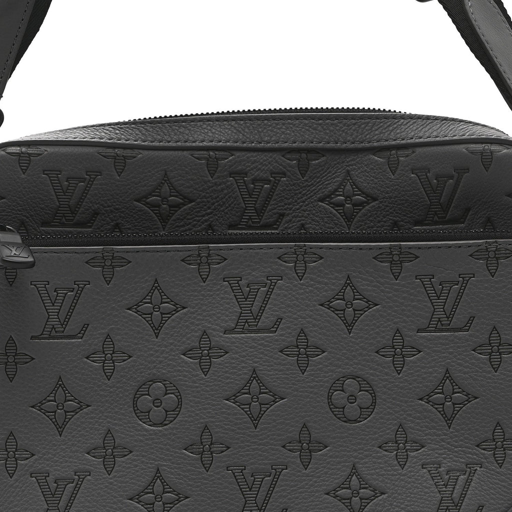 Louis Vuitton Calfskin Monogram Shadow Trio Messenger Anthracite Gray