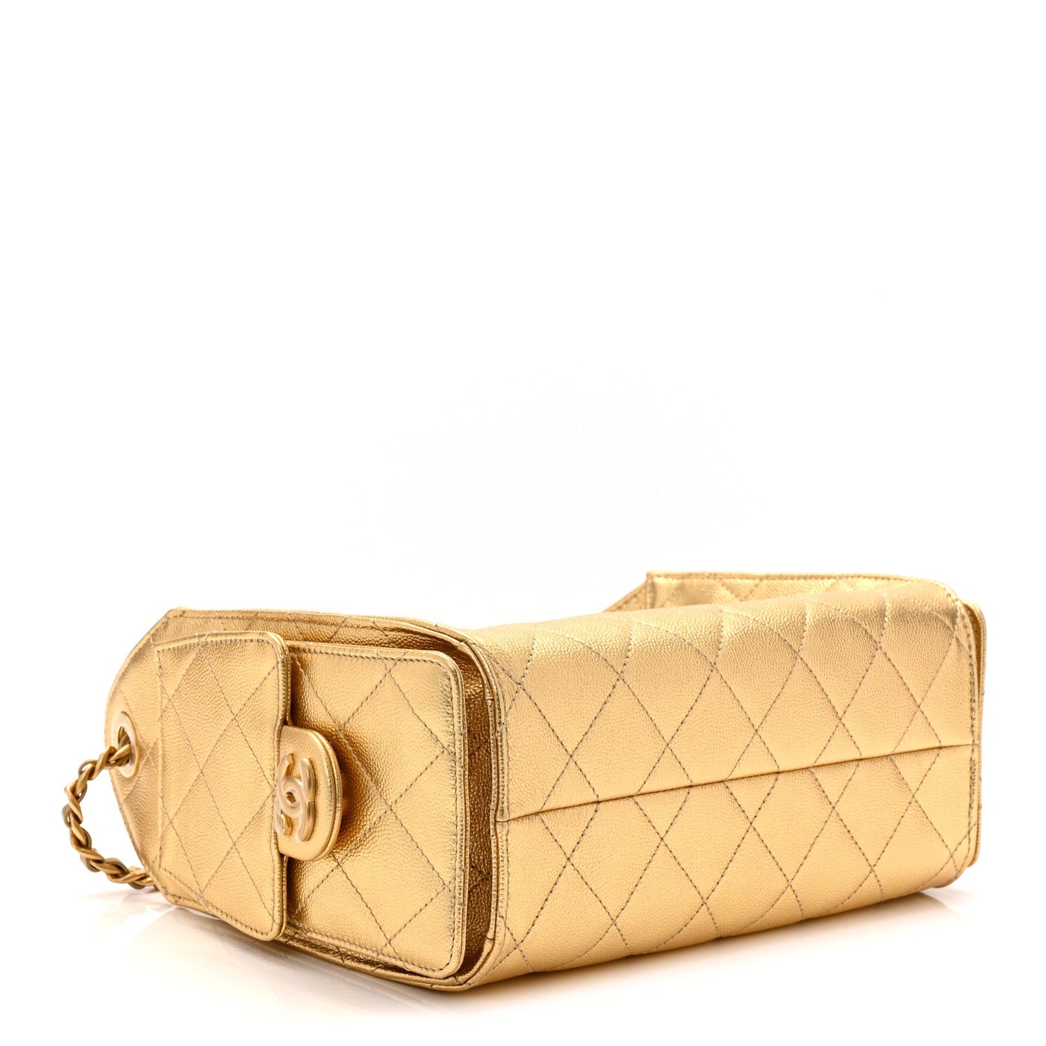 Chanel Metallic Caviar Quilted Mini Chanel 25 Handbag Gold