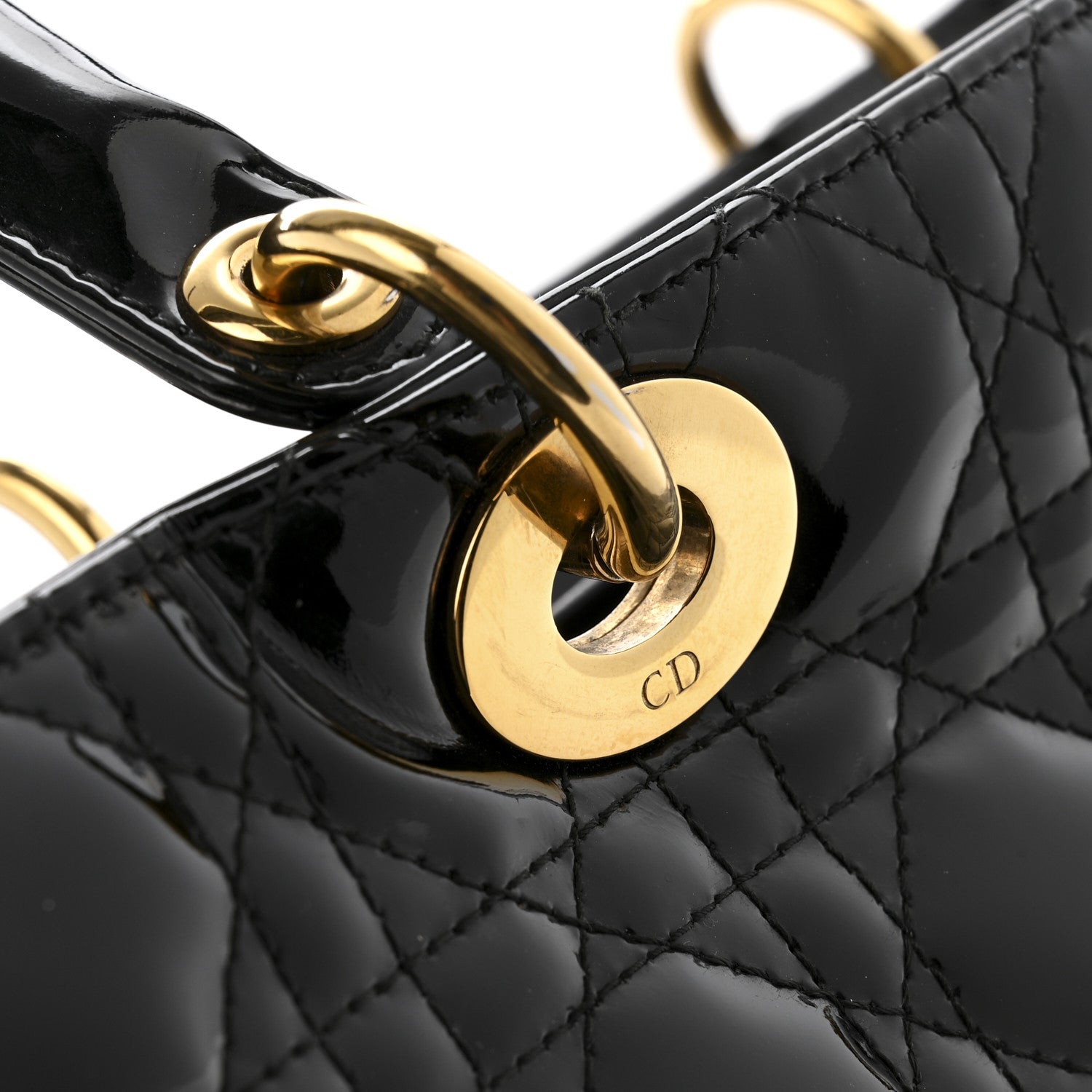 Christian Dior Patent Cannage Large Lady Dior Black