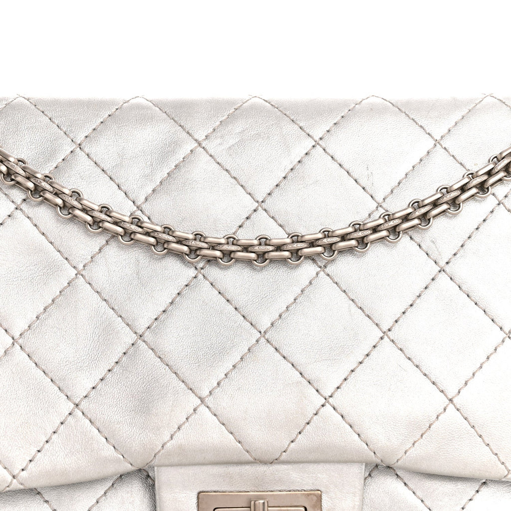 Chanel Metallic Lambskin Quilted 2.55 Reissue 227 Flap Silver