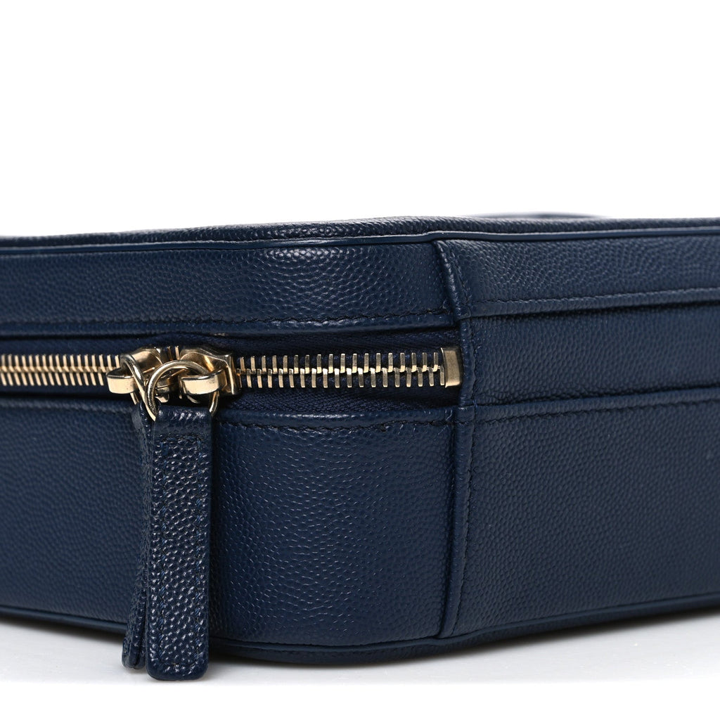 Chanel Caviar Quilted Medium CC Filigree Vanity Case Navy