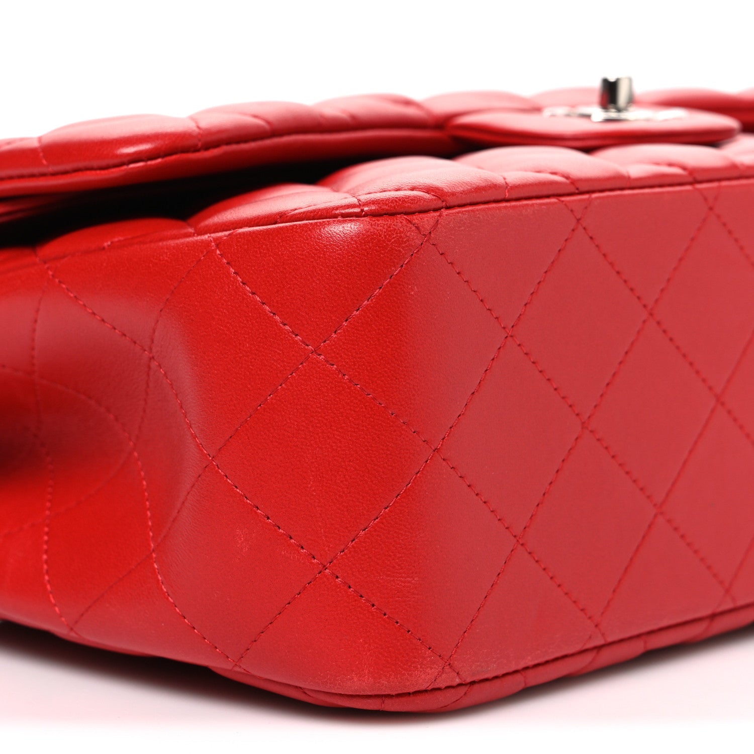 Chanel Lambskin Quilted Jumbo Double Flap Red