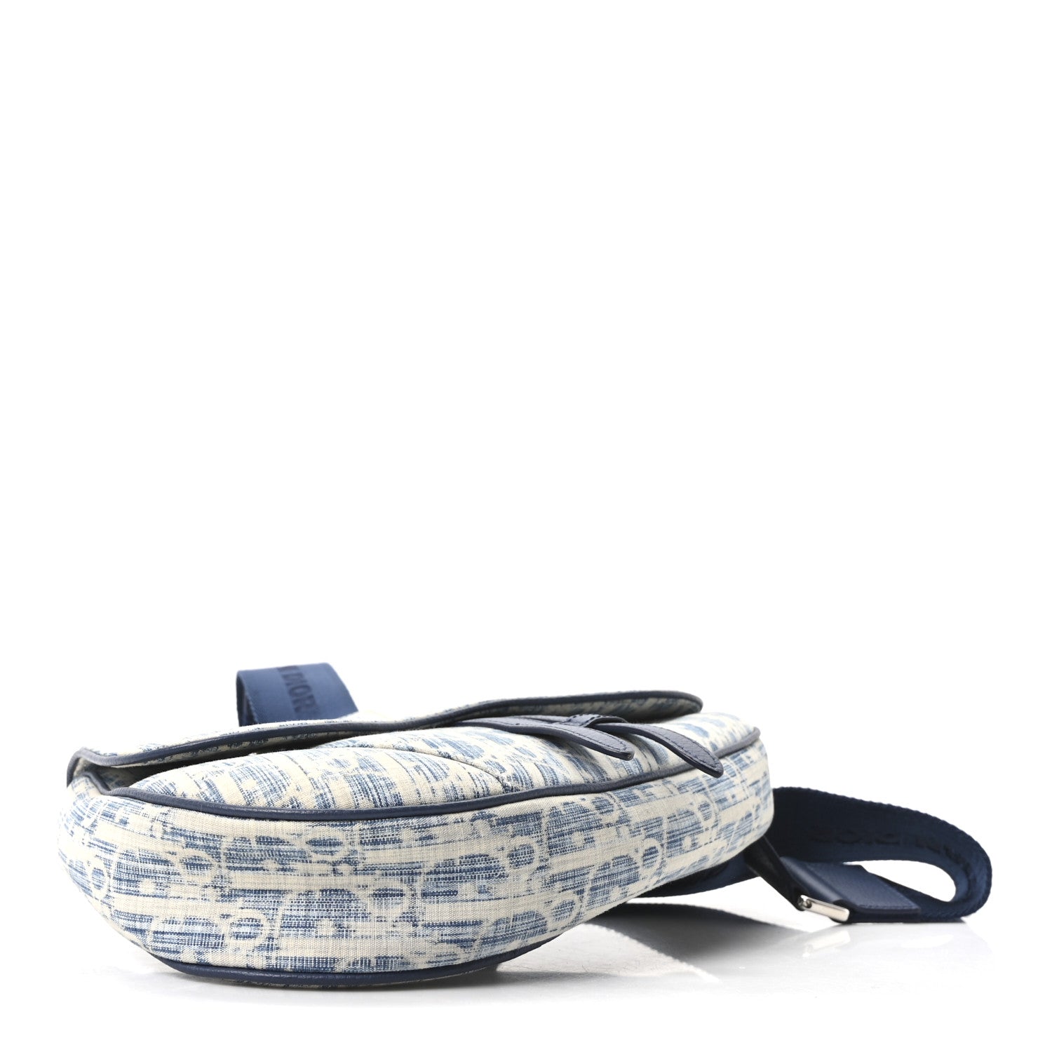 Christian Dior Denim Jacquard Oblique Kasuri Mens Saddle Bag Kasuri Blue White