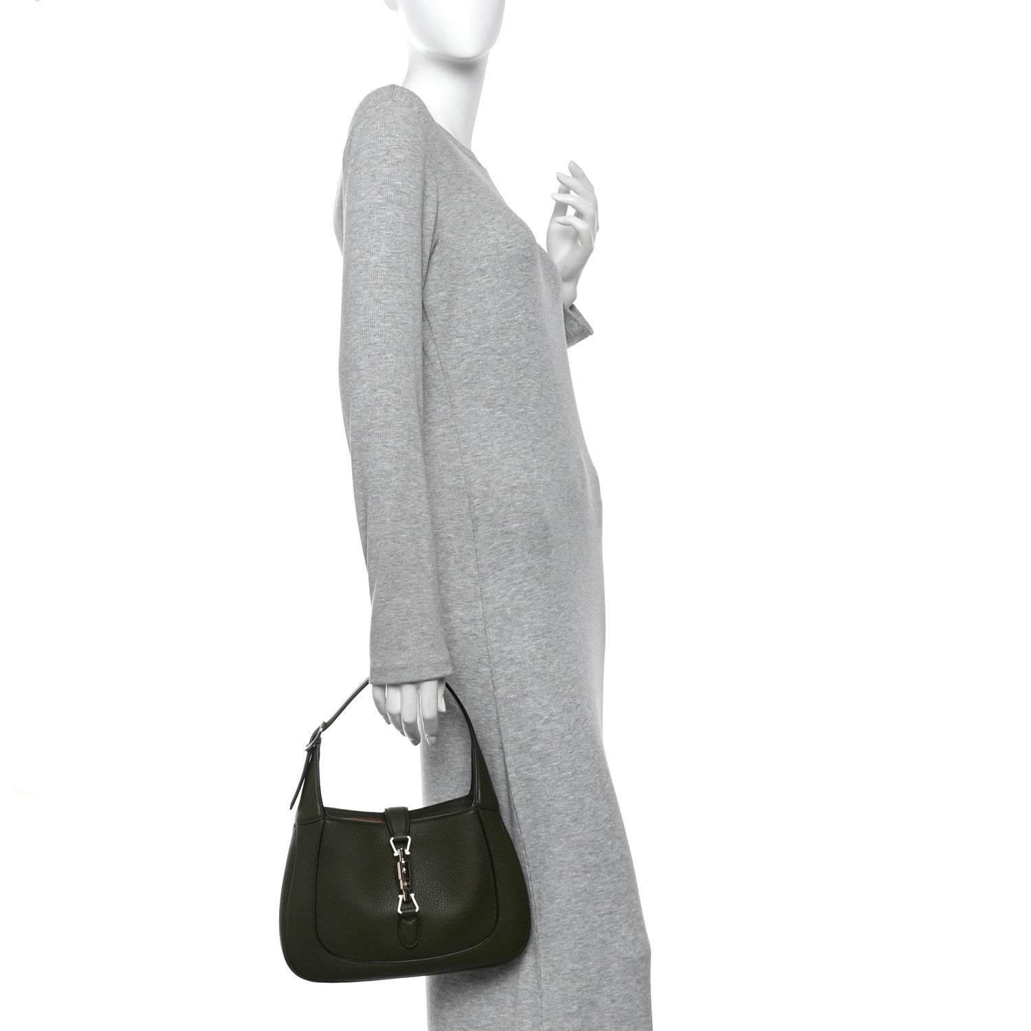 Gucci Sea Calfskin Web Medium Jackie 1961 Hobo Dark Green