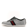 Gucci Glitter Fabric Studded Web Mens Sneakers 9 Silver