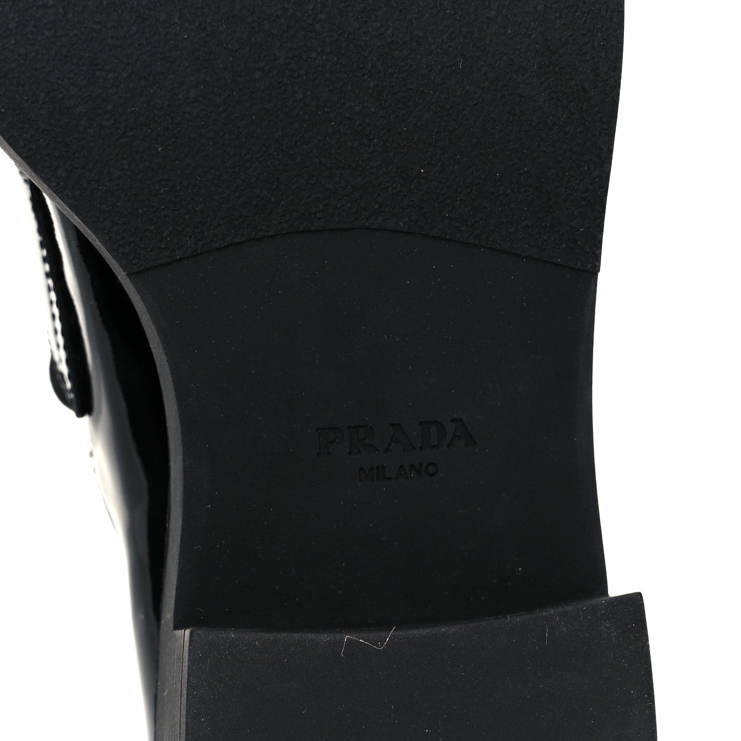 Prada Vernice Metal Triangle Logo 50mm Loafers 39.5 Black