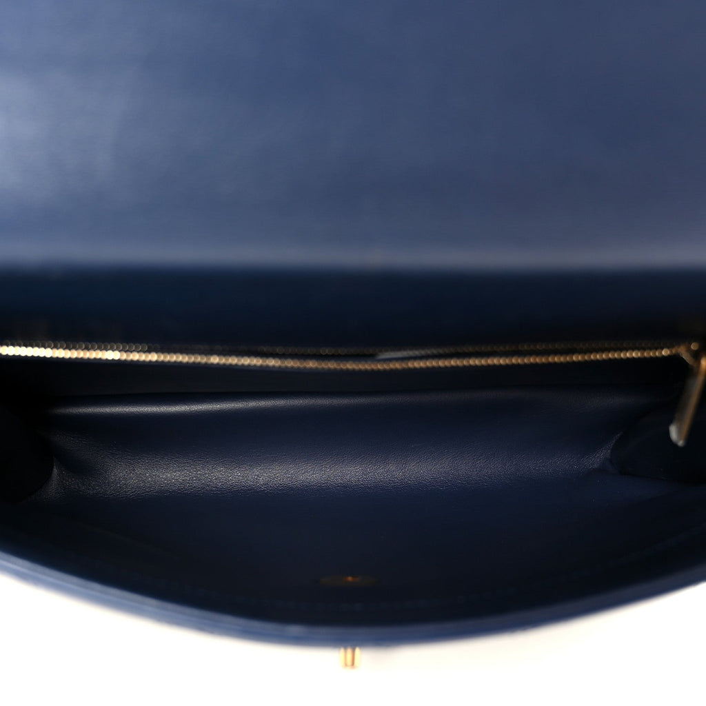 Chanel Lambskin Stitched Coco Luxe Medium Flap Blue