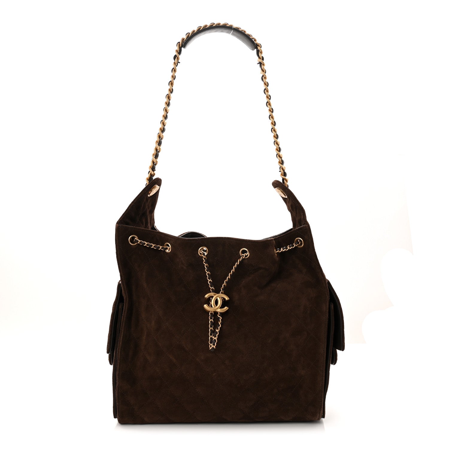 Chanel Suede Quilted Medium Chanel 25 Handbag Dark Brown