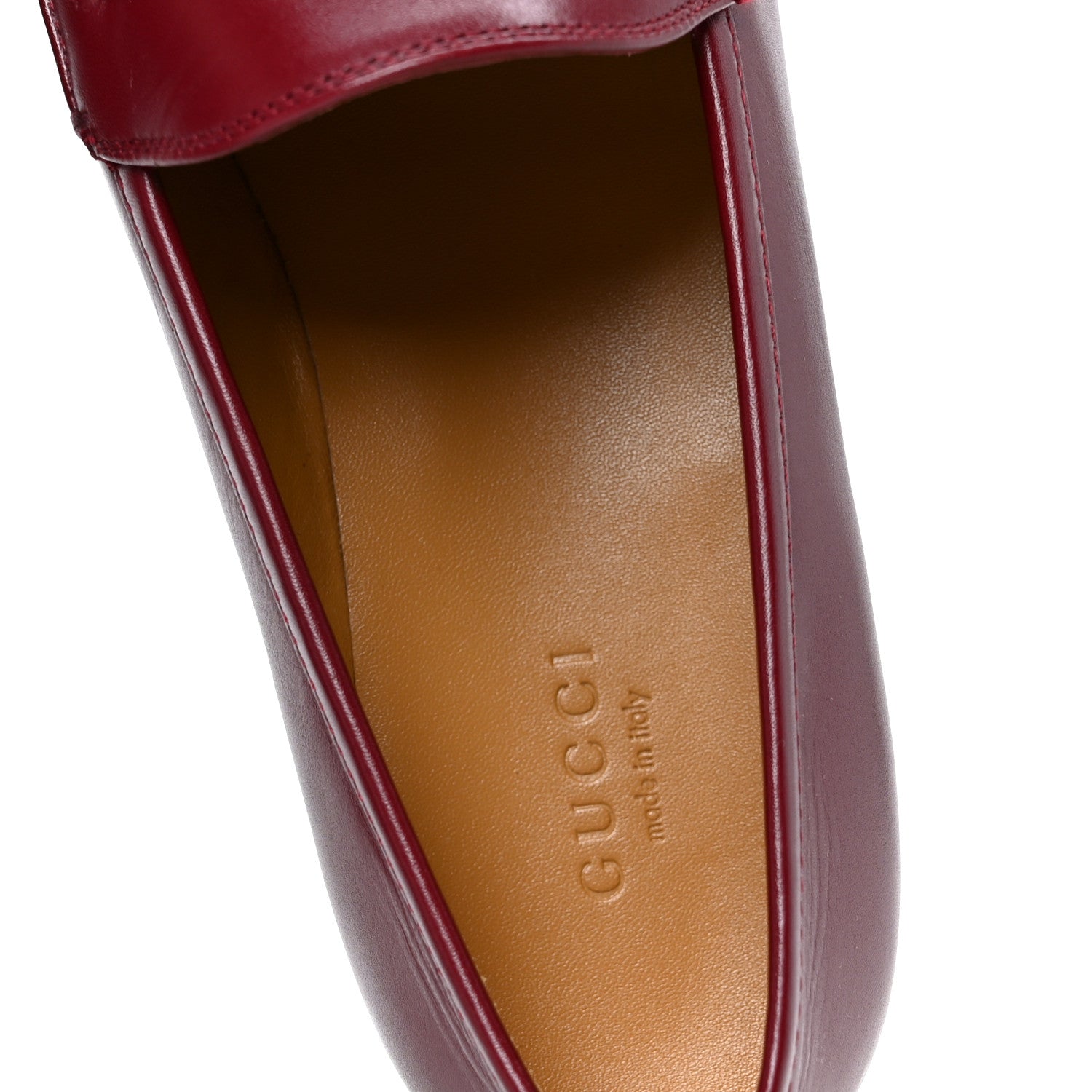 Gucci Betis Glamour Calfskin Womens Jordaan Loafers 39.5 Rosso Ancora