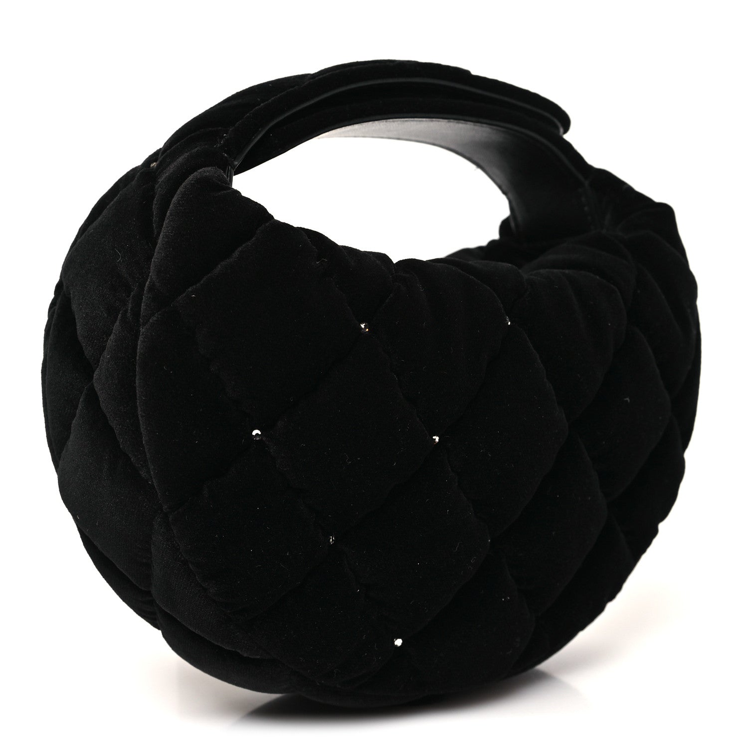 Chanel Velvet Diamanté Quilted Pocket Pouch Hobo Black