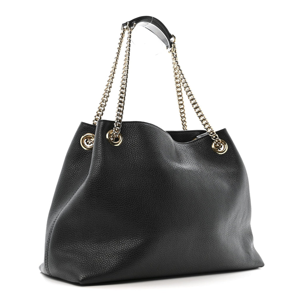 Gucci Pebbled Calfskin Medium Soho Chain Shoulder Bag Black