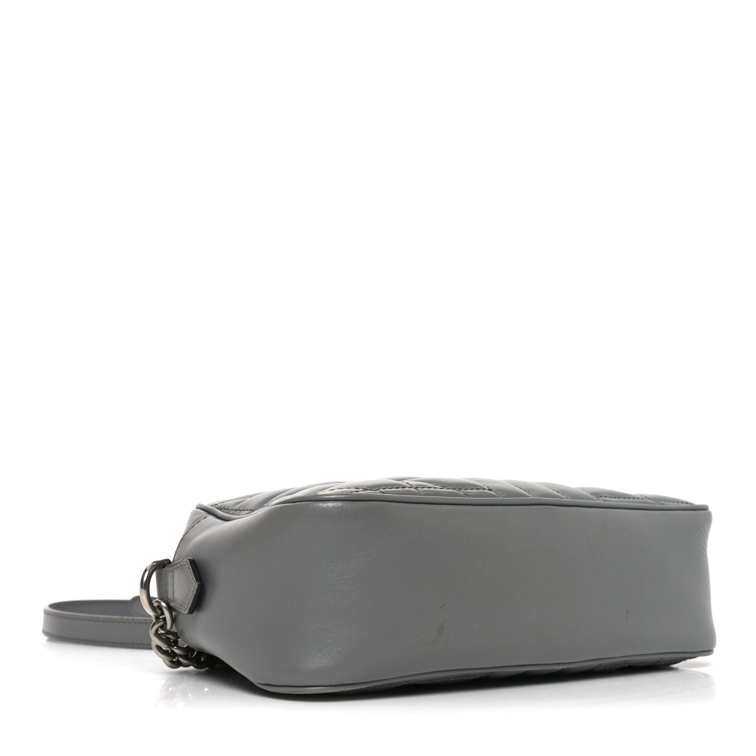 Gucci Calfskin Matelasse Aria Small GG Marmont Chain Shoulder Bag Deep Grey