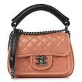 Chanel Calfskin Quilted Small Prestige Top Handle Flap Pink
