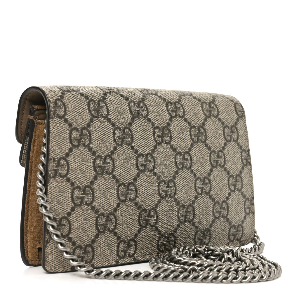 Gucci GG Supreme Monogram Super Mini Dionysus Shoulder Bag Taupe