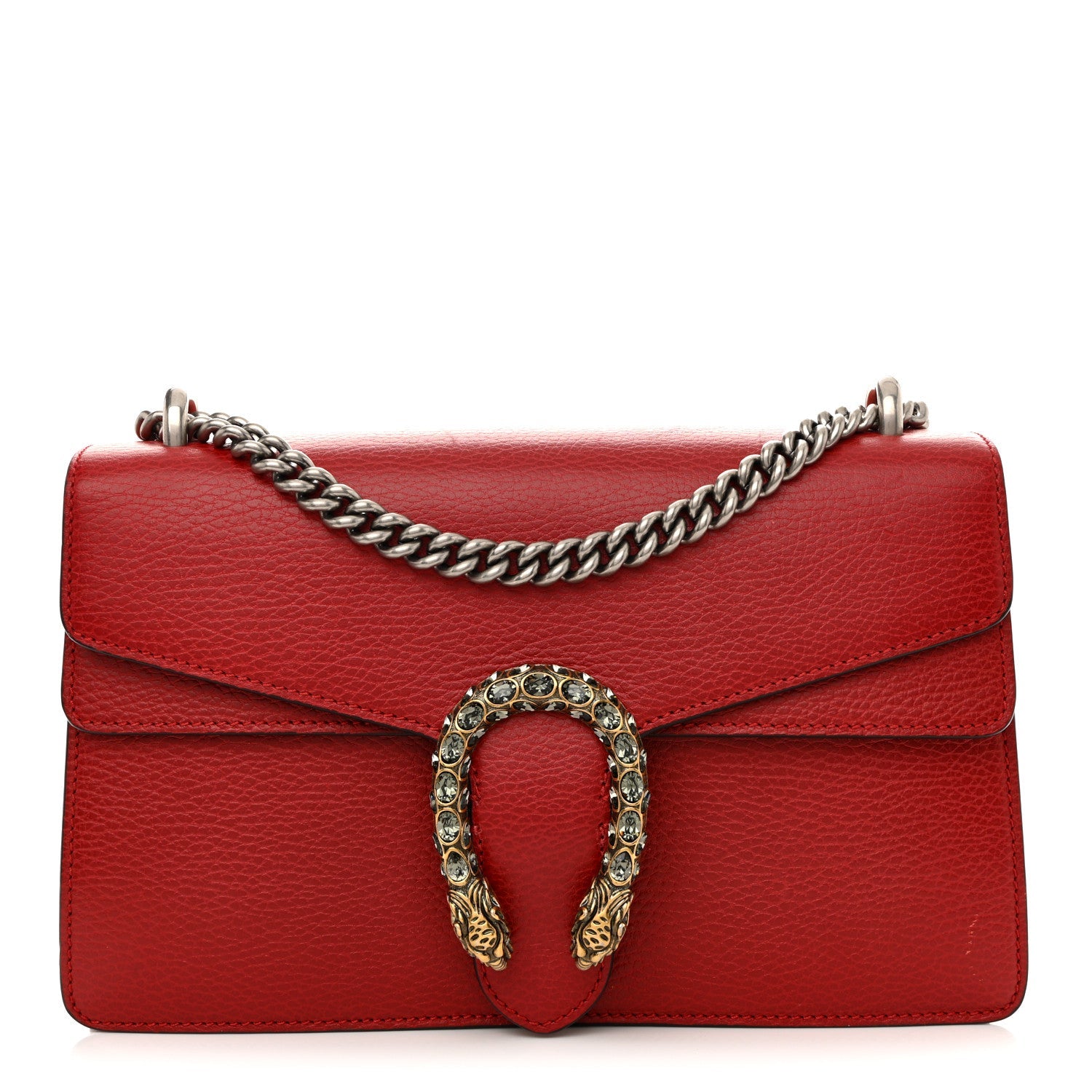 Gucci Dollar Calfskin Swarovski Crystal Small Dionysus Shoulder Bag Hibiscus Red