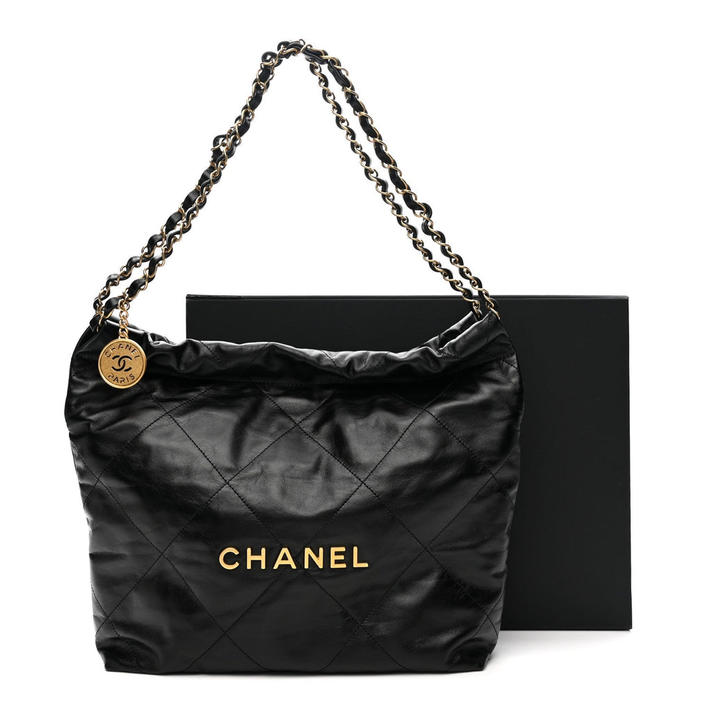 Chanel Shiny Calfskin Quilted Small Chanel 22 Black