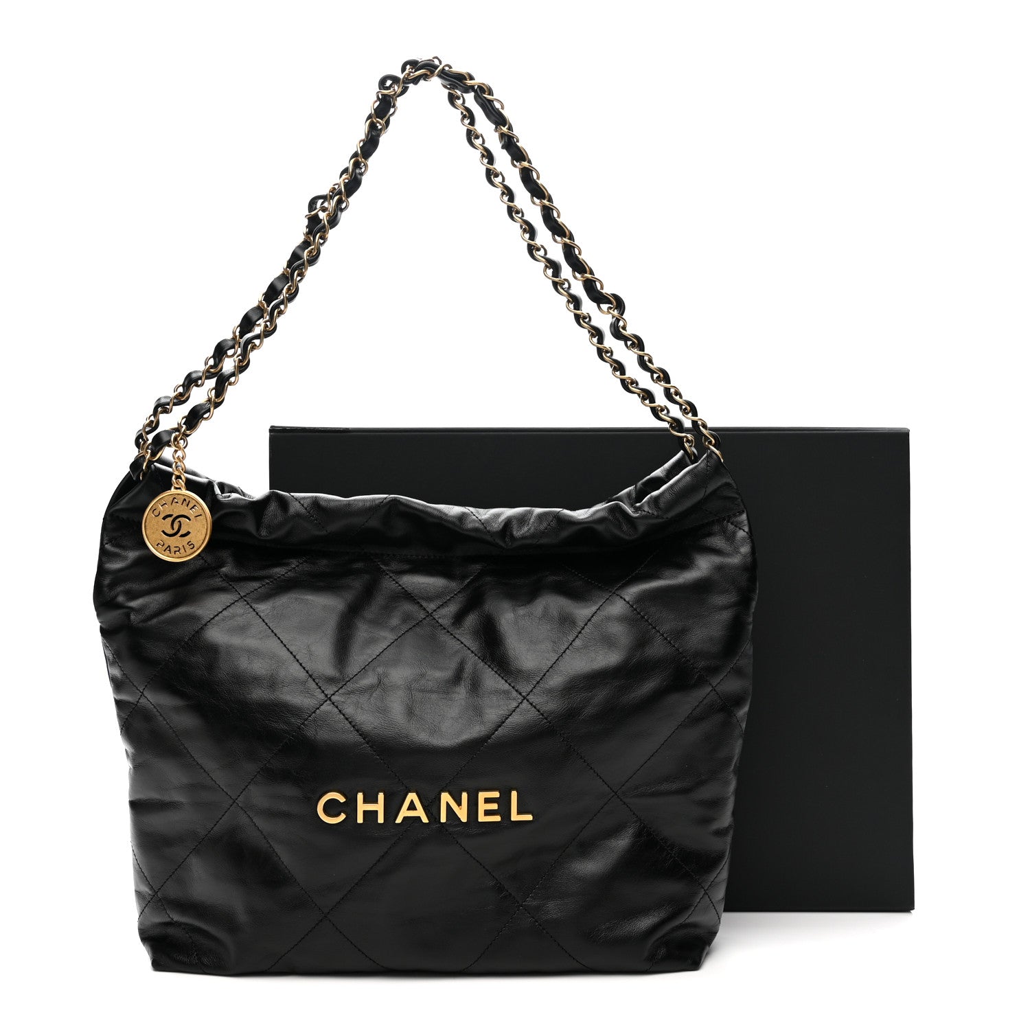 Chanel Shiny Calfskin Quilted Small Chanel 22 Black